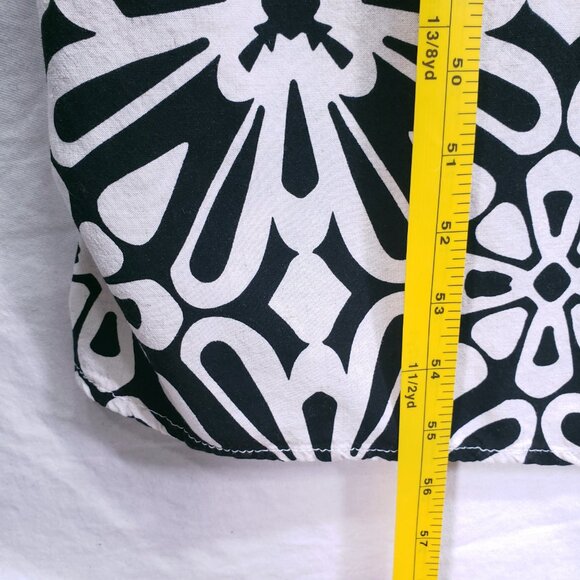 AUW Black White Floral Spaghetti Strap Maxi Dress Spanish Style Geometric L - Picture 8 of 15